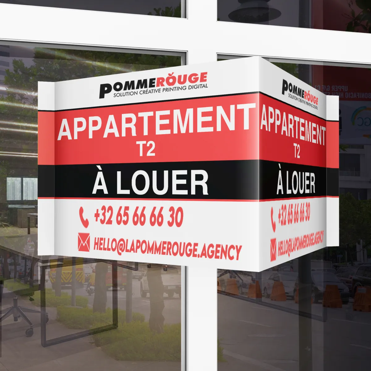 Impression de panneaux immobiliers akylux pour agence immobilières Belgique Bruxelles