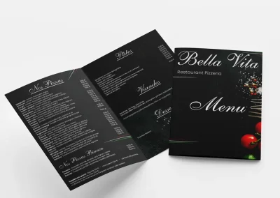 Impression de qualité menu restaurant Mons Belgique par imprimerie La Pomme Rouge